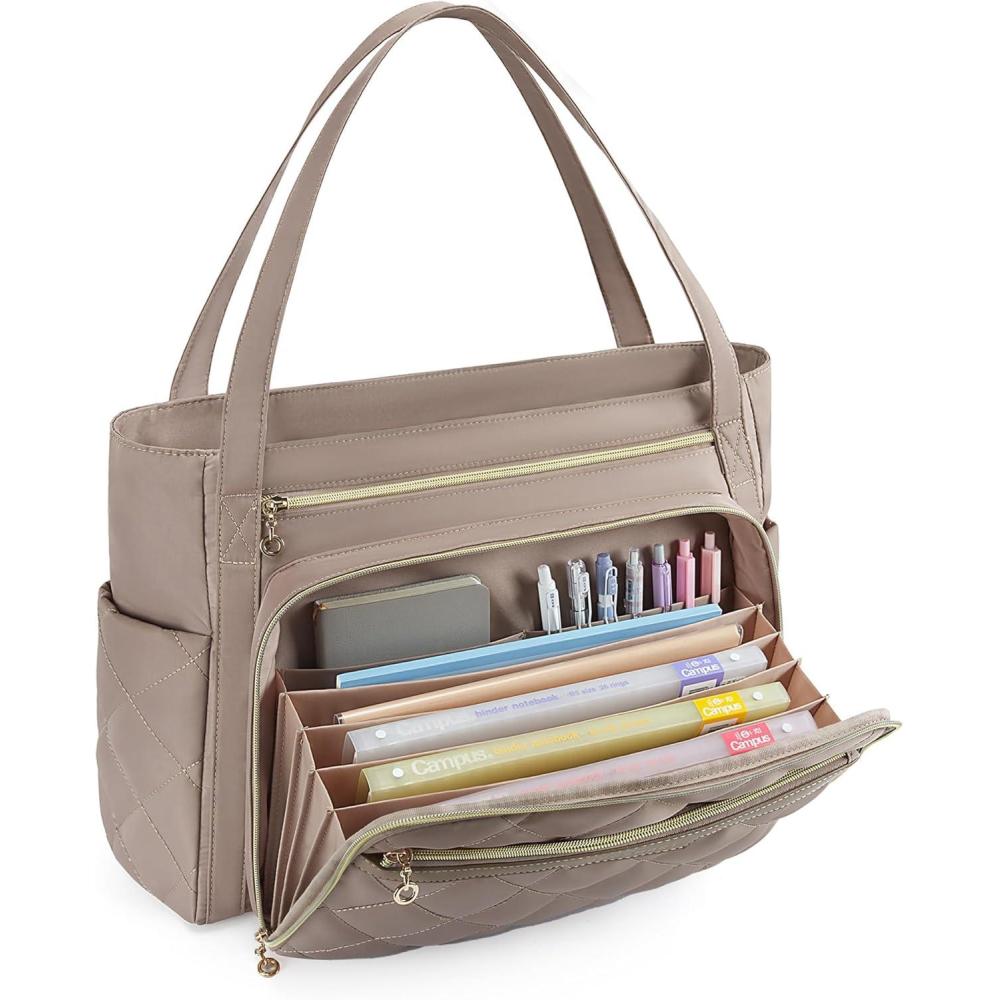 image:imageBAGSMART Teacher Tote Bag for Women 156in Quilted with Insulated Pocket amp Nurse Bag Features Black  156in Quilted Nurse Bag FeaturesBrown