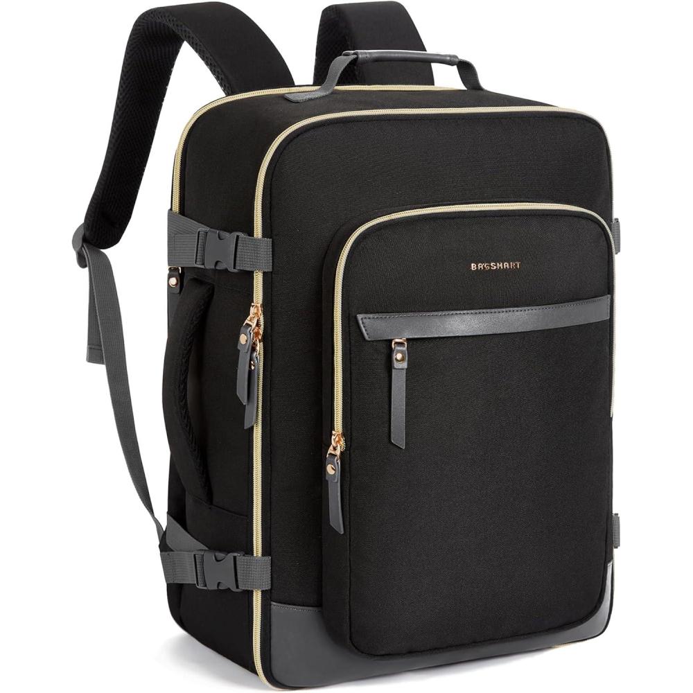 image:imageBAGSMART Travel Backpack for Women 35L CarryOn Backpack Fits 173 Inch Laptop TSA Approved WaterResistant Weekender Gym Backpack BlackBlack