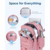 BAGSMART Carry On Travel Backpack, 17 Inch Large Travel backpack Carry On Flight Approved, Anti-theft Personal Item Backpack Travel Bag With Shoe Bag, 30L Water Resistant Casual Daypack, Beige(Pink)