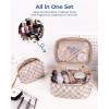 BAGSMART Travel Makeup Bag, 2-Piece Puffy Quilted Cute Make Up Bag Cosmetic Bags for Women, Large Wide-Open Toiletry Pouch Gifts for Toiletries Accessories Travelling Essentials, Black(Checkered Khaki)