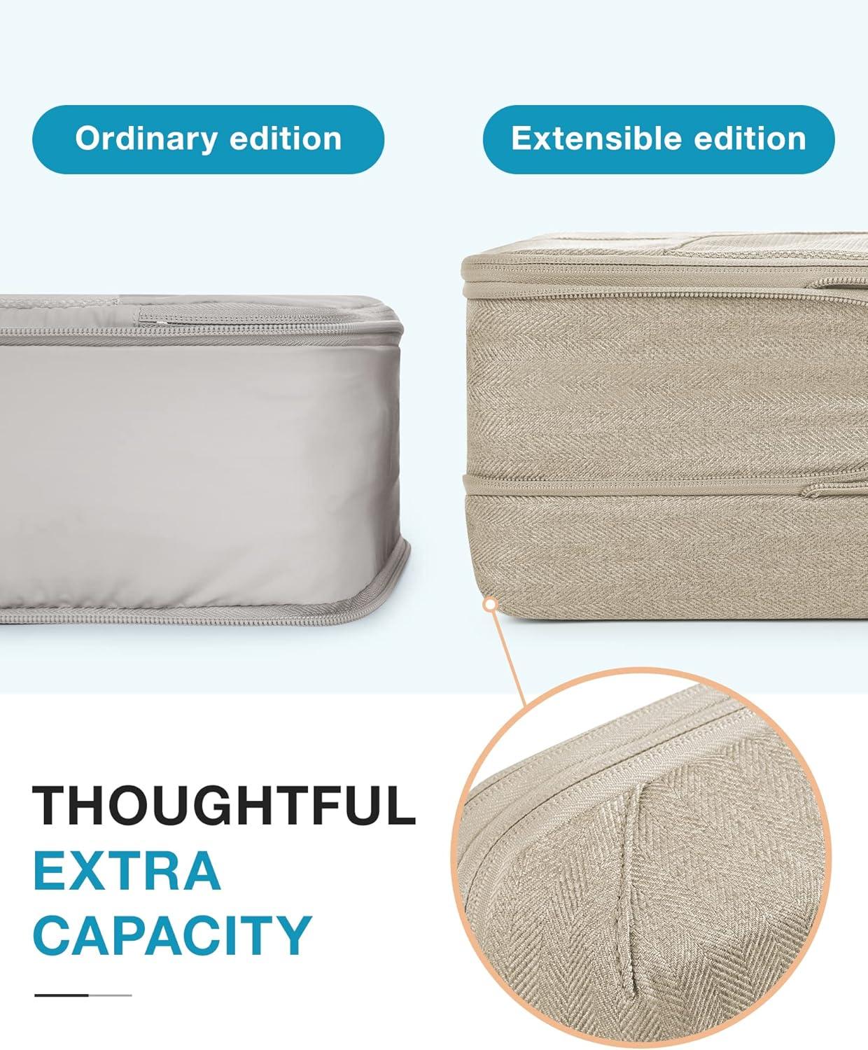image:imageBAGSMART Compression Packing Cubes for Travel 6 Set Packing Cubes for Carry on Suitcases Compression Travel Cubes amp Suitcase Organizer for Packing with Shoe Bag Khaki02Khaki
