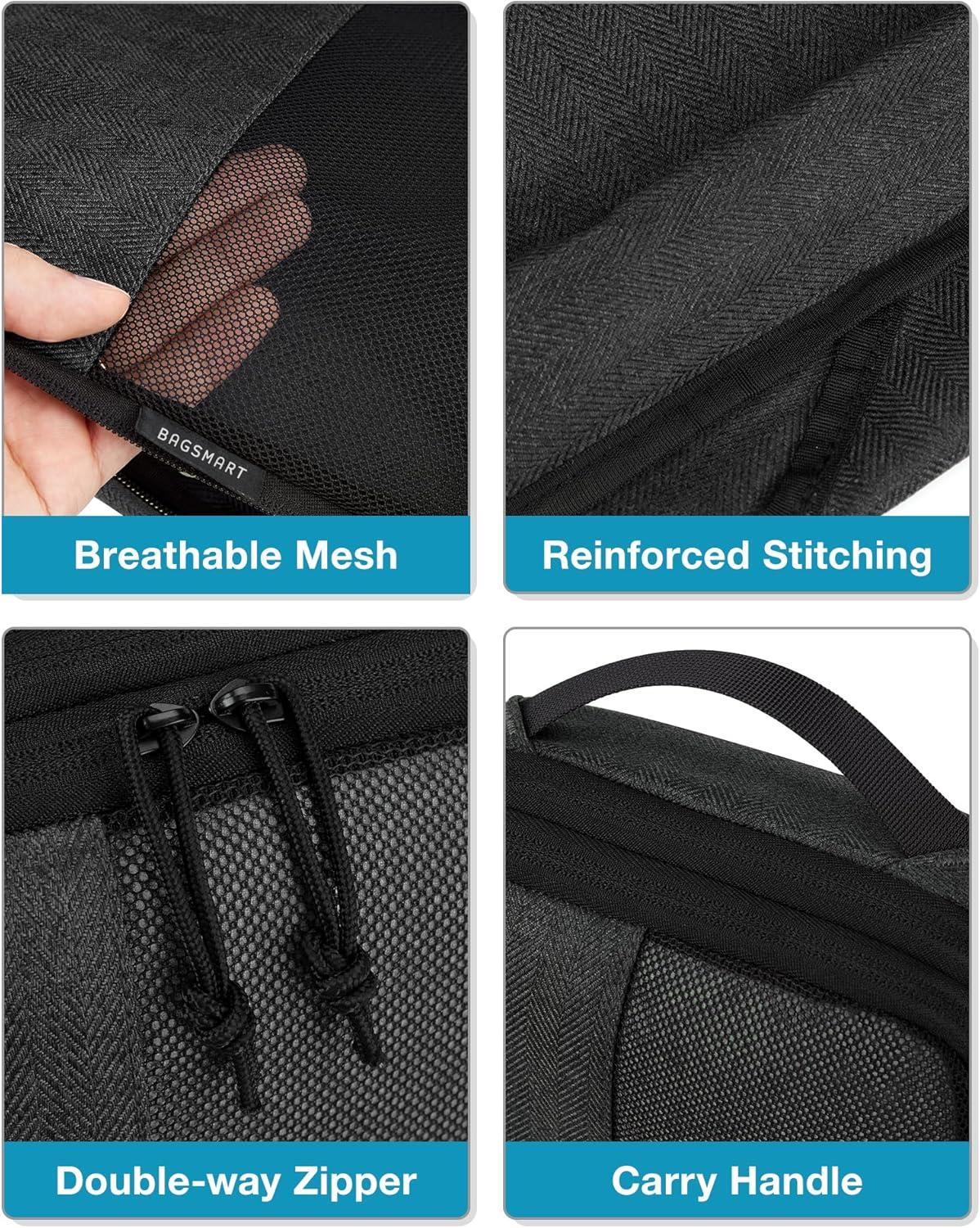 image:imageBAGSMART Compression Packing Cubes for Travel 6 Set Packing Cubes for Carry on Suitcases Compression Travel Cubes amp Suitcase Organizer for Packing with Shoe Bag KhakiKhaki