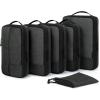 BAGSMART Compression Packing Cubes for Travel, 6 Set Packing Cubes for Carry on Suitcases, Compression Travel Cubes & Suitcase Organizer for Packing with Shoe Bag Khaki(04-Black)