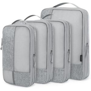 BAGSMART Compression Packing Cubes for Travel, 6 Set Packing Cubes for Carry on Suitcases, Compression Travel Cubes & Suitcase Organizer for Packing with Shoe Bag Khaki(Grey)