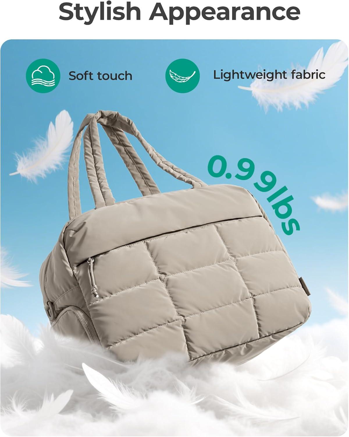 image:imageBAGSMART Large Gym Bag for Women Carry on Travel Duffel Bag Waterresistant Weekender with Shoe Compartment for Gym Travel Work ClassicCamel