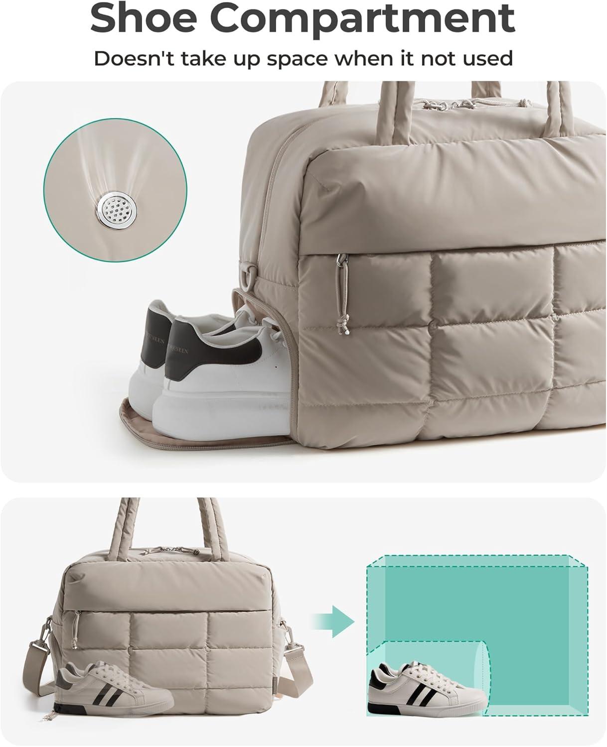 image:imageBAGSMART Large Gym Bag for Women Carry on Travel Duffel Bag Waterresistant Weekender with Shoe Compartment for Gym Travel Work ClassicClassic