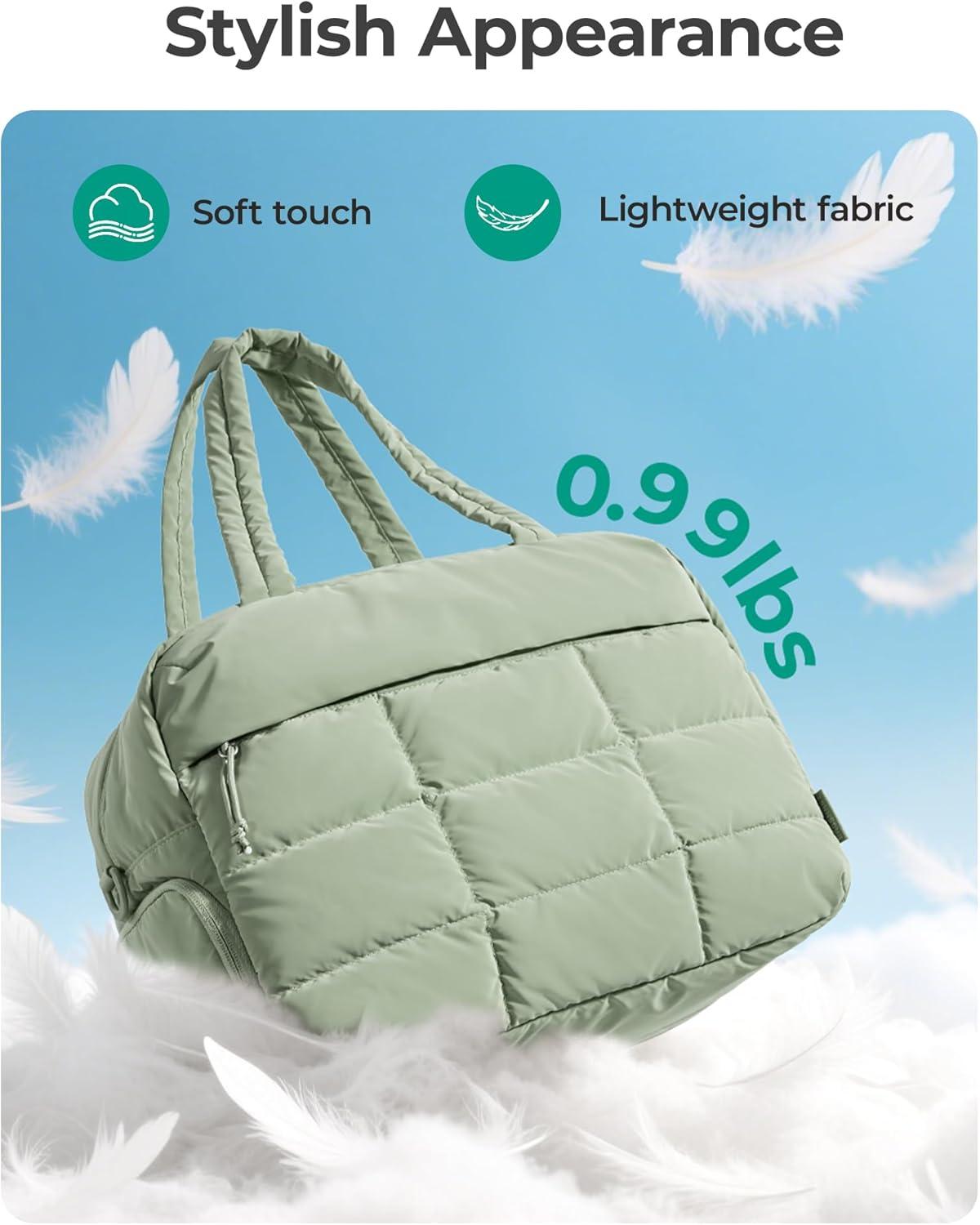 image:imageBAGSMART Large Gym Bag for Women Carry on Travel Duffel Bag Waterresistant Weekender with Shoe Compartment for Gym Travel Work ClassicGreen