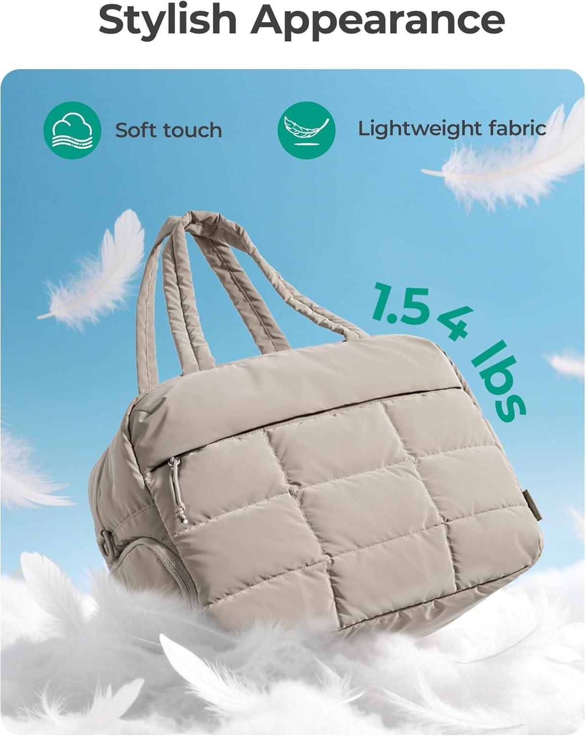 image:imageBAGSMART Large Gym Bag for Women Carry on Travel Duffel Bag Waterresistant Weekender with Shoe Compartment for Gym Travel Work ClassicKhaki