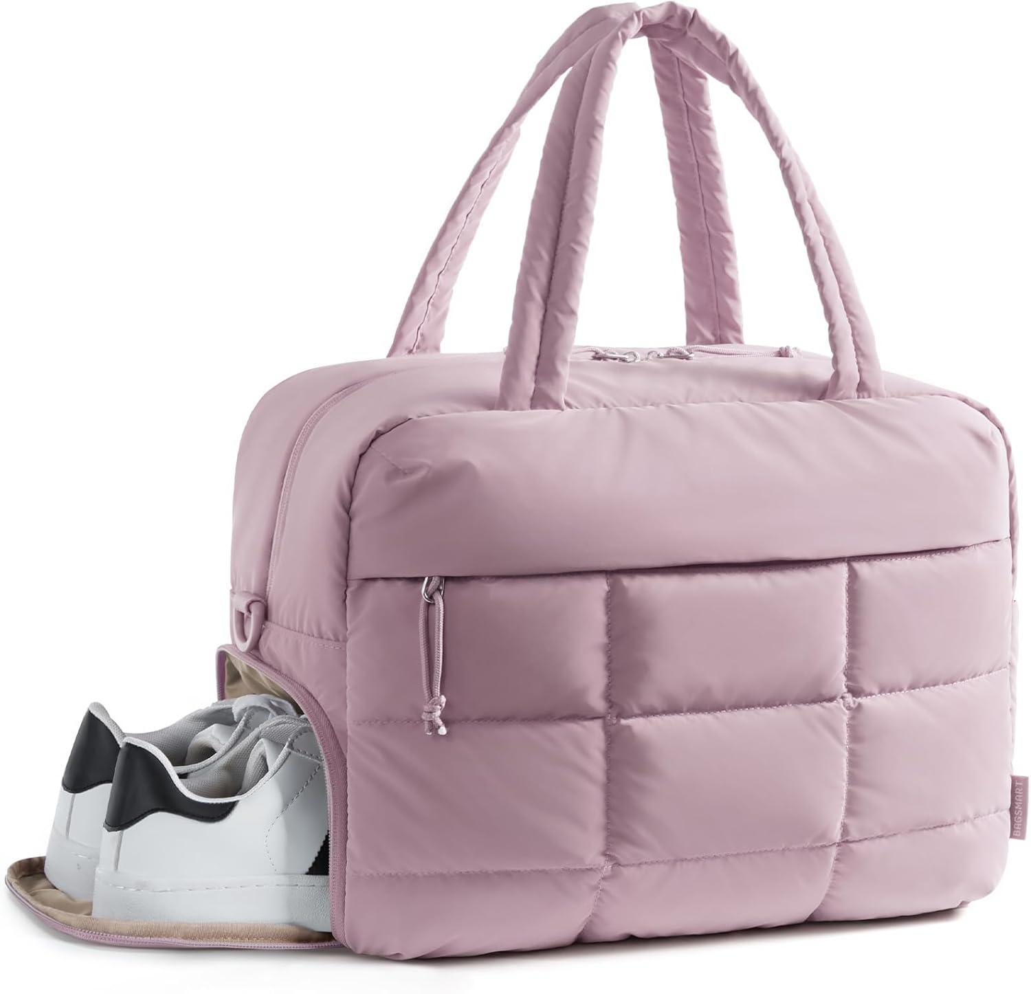 image:imageBAGSMART Large Gym Bag for Women Carry on Travel Duffel Bag Waterresistant Weekender with Shoe Compartment for Gym Travel Work ClassicPurple