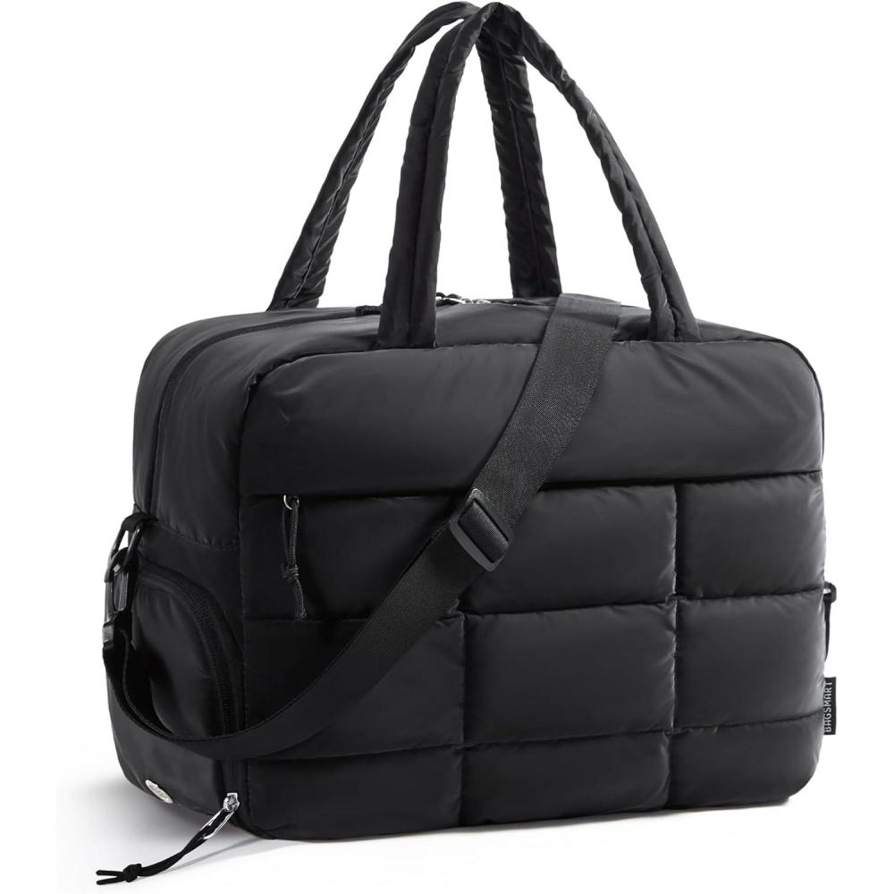 image:imageBAGSMART Large Gym Bag for Women Carry on Travel Duffel Bag Waterresistant Weekender with Shoe Compartment for Gym Travel Work ClassicBlack