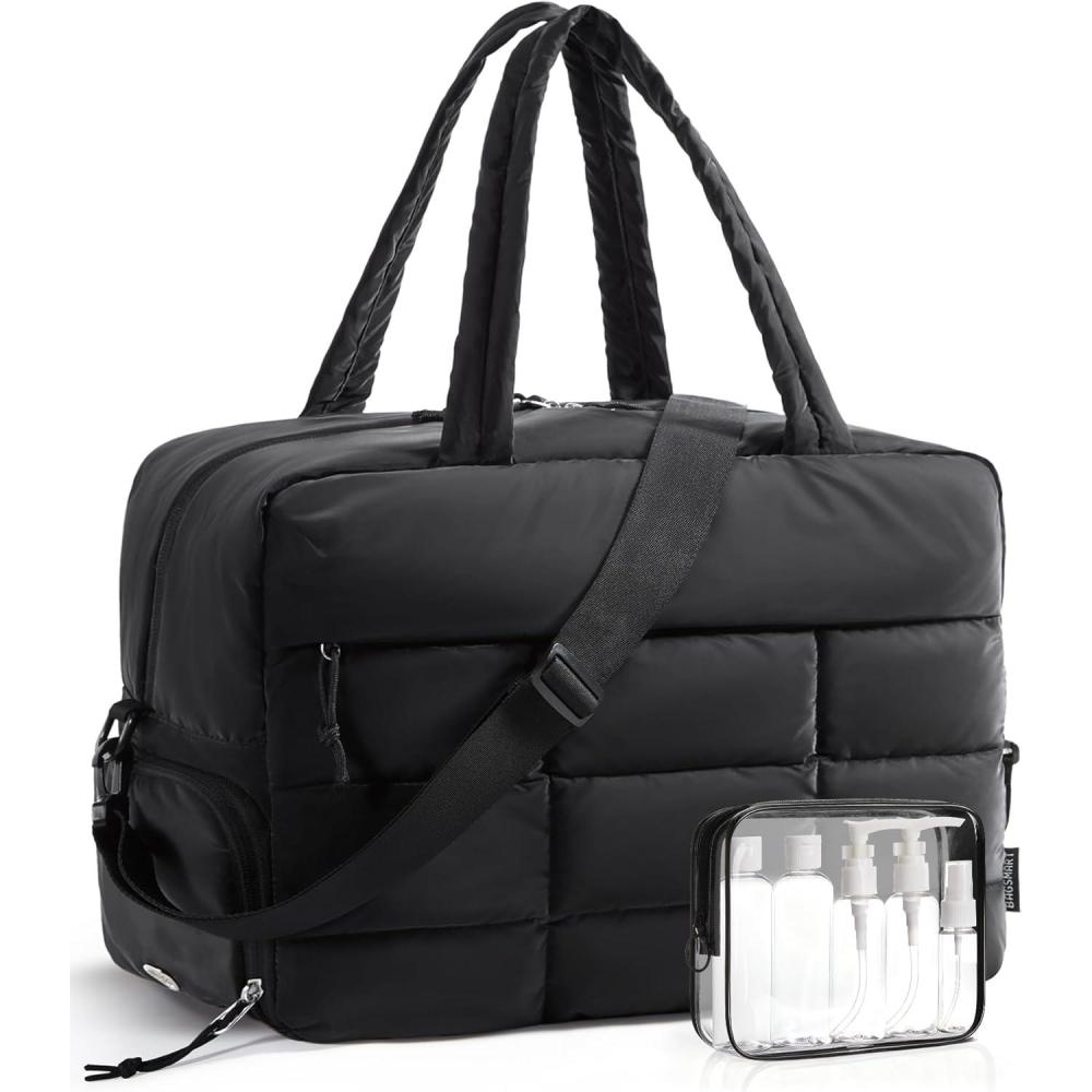 image:imageBAGSMART Large Gym Bag for Women Carry on Travel Duffel Bag Waterresistant Weekender with Shoe Compartment for Gym Travel Work ClassicClassic