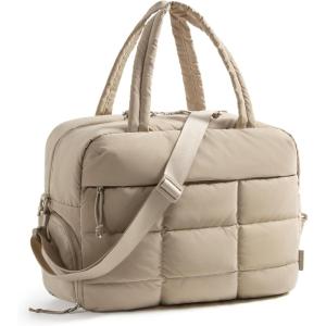 BAGSMART Large Gym Bag for Women, Carry on Travel Duffel Bag, Water-resistant Weekender with Shoe Compartment for Gym Travel Work, Classic(Desert)