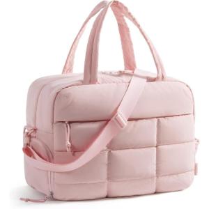 BAGSMART Large Gym Bag for Women, Carry on Travel Duffel Bag, Water-resistant Weekender with Shoe Compartment for Gym Travel Work, Classic(Light Pink)