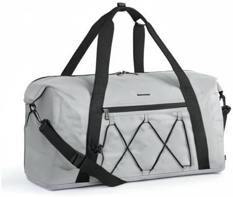 image:imageBAGSMART Gym Bag With Shoe Compartment amp Wet Pocket Lightweight Sports Travel Duffel Bag Carry On Bag Weekender Overnight Bag Water Resistant Sports Gym Tote Bags Swimming Yoga Almond OilGrey