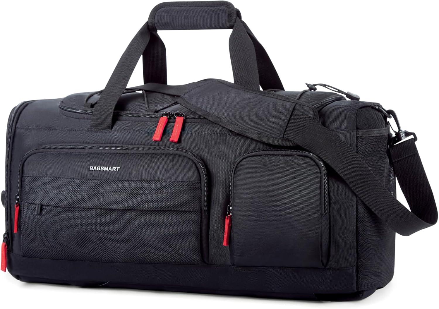 image:imageBAGSMART Gym Bag for Women amp Men 35L Sports Travel Duffel Bag with Shoe CompartmentAntiTheft Carry On Weekender Bag for Airplane Water Resistant Workout Overnight Backpack for Travel GymGreyBlack