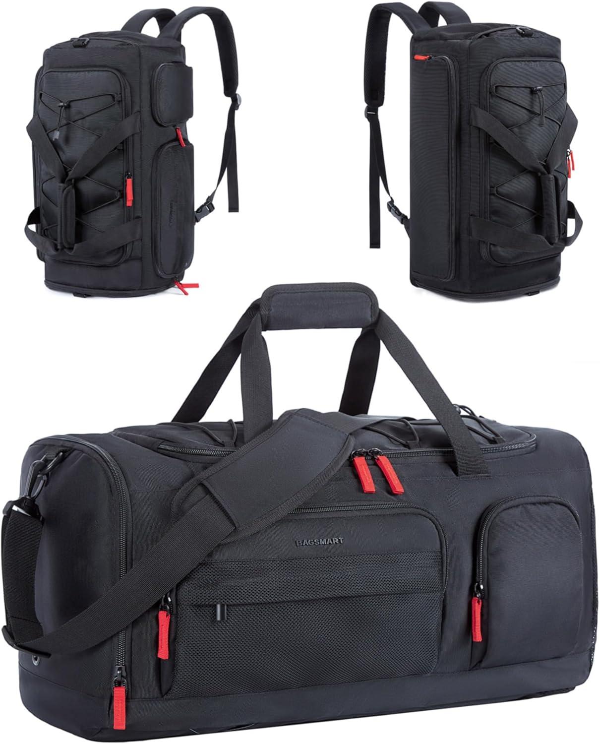 image:imageBAGSMART Gym Bag for Women amp Men 35L Sports Travel Duffel Bag with Shoe CompartmentAntiTheft Carry On Weekender Bag for Airplane Water Resistant Workout Overnight Backpack for Travel GymGreyBlack