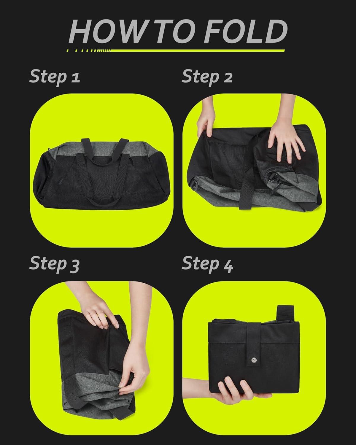 image:imageBAGSMART Gym Bags for Men Women Foldable Travel Duffle Bag Lightweight Weekender Duffel Bag With Shoe Compartment Water Resistant Workout Duffle Sports Bag for Travel Yoga Black1Black