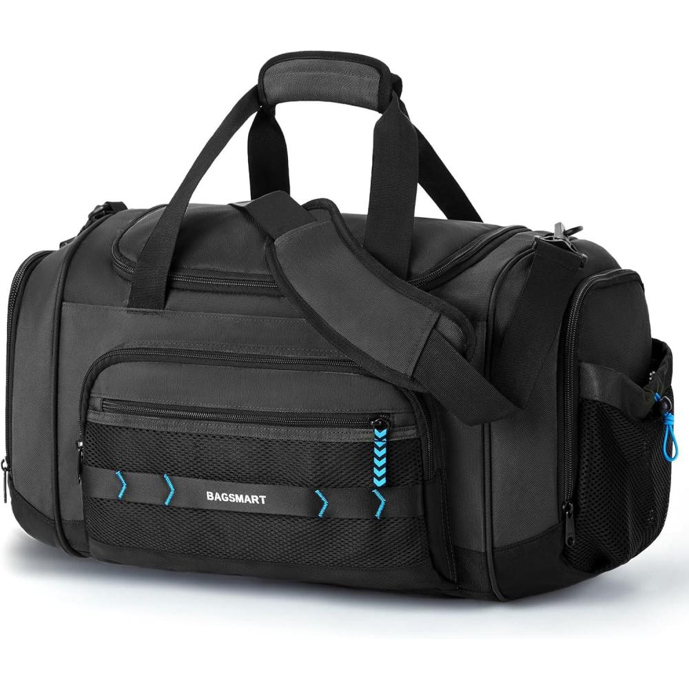 image:imageBAGSMART 4IN1 Gym Bag for Women TSA Lightweight Duffle Bag for Travel with Shoe Compartment amp Wet Pocket 30L Carry On Weekender Bags for WomenWater Resistant Travel Duffel BackpackCamelLBlack
