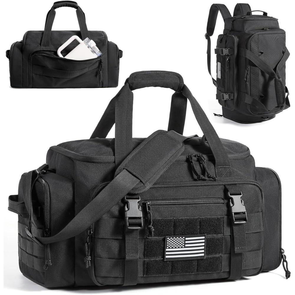 image:imageBAGSMART 4IN1 Gym Bag for Women TSA Lightweight Duffle Bag for Travel with Shoe Compartment amp Wet Pocket 30L Carry On Weekender Bags for WomenWater Resistant Travel Duffel BackpackCamelAMilitary Black