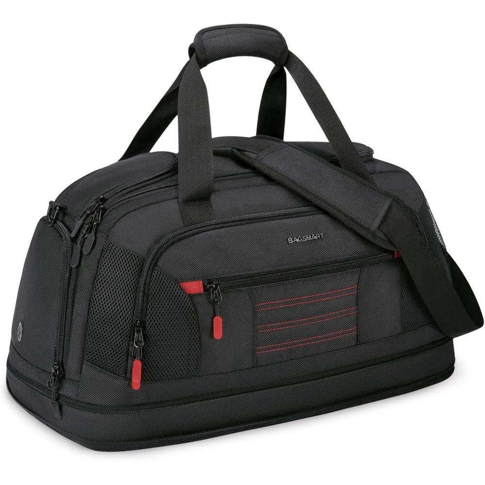 image:imageBAGSMART Gym Bag for Men Expandable Lightweight Workout with Shoe Compartment amp Wet Pocket Water Resistant Weekender Bag BlackBalck