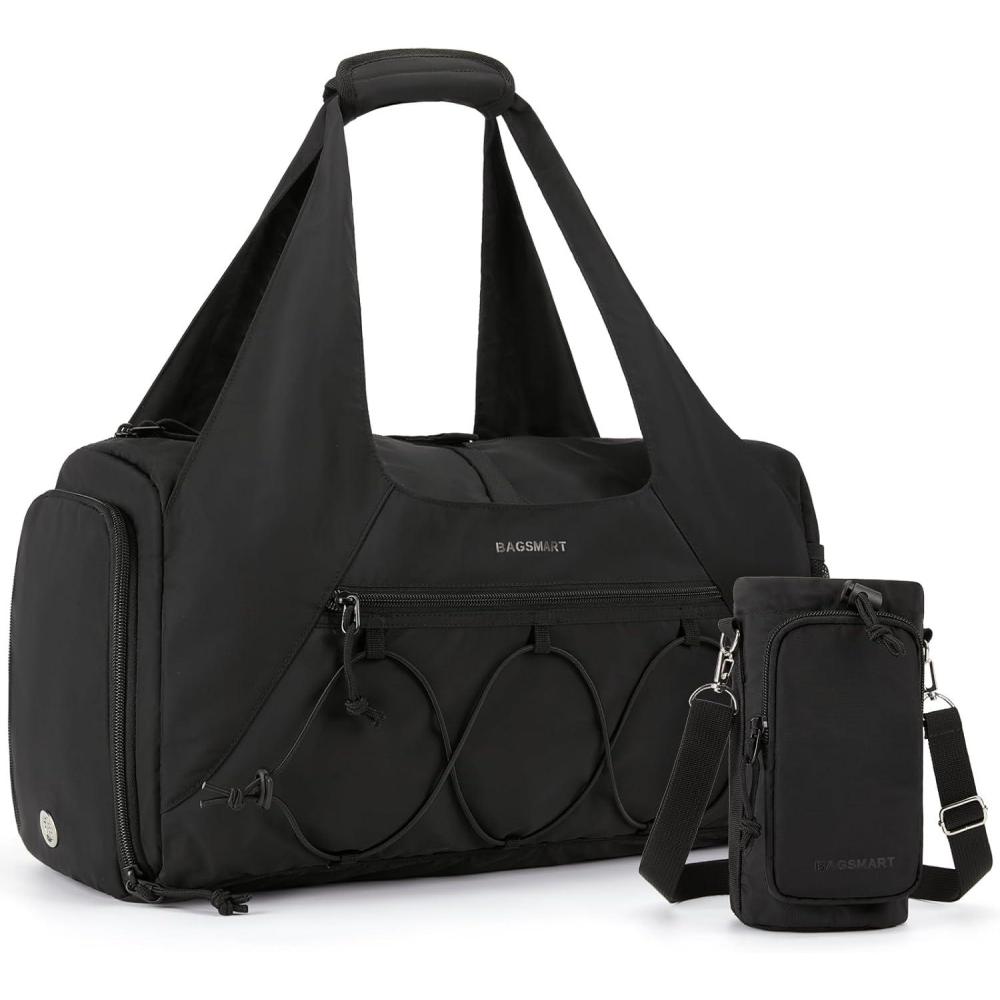 image:imageBAGSMART Gym Bag for Women Lightweight Duffel with Shoe Compartment Weekender with Wet Pocket Workout Yoga Tote Charcoal
