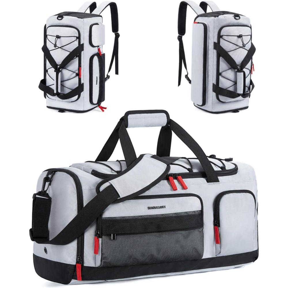 image:imageBAGSMART Gym Bag for Women amp Men 35L Sports Travel Duffel Bag with Shoe CompartmentAntiTheft Carry On Weekender Bag for Airplane Water Resistant Workout Overnight Backpack for Travel GymGreyGrey