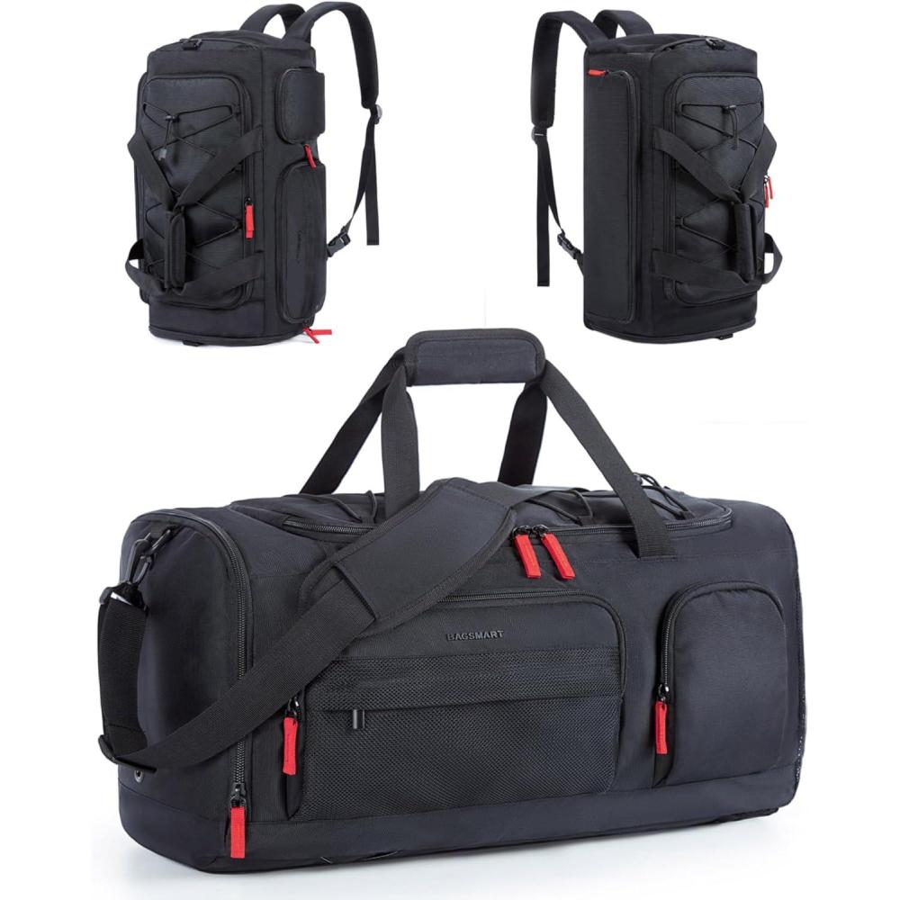 image:imageBAGSMART Gym Bag for Women amp Men 35L Sports Travel Duffel Bag with Shoe CompartmentAntiTheft Carry On Weekender Bag for Airplane Water Resistant Workout Overnight Backpack for Travel GymGreyBlack