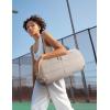 BAGSMART Puffer Gym Bag for Women, Lightweight Duffel with Shoe Compartment, Weekender Bags with Wet Pocket, Workout Overnight Carry on for Travel, Beige(Camel)