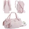 BAGSMART 4-IN-1 Gym Bag for Women, TSA Lightweight Duffle Bag for Travel with Shoe Compartment & Wet Pocket, 30L Carry On Weekender Bags for Women,Water Resistant Travel Duffel Backpack,Camel(G-Light pink)