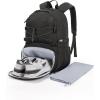 BAGSMART Gym Backpack with Shoes Compartment, Travel Backpack for Men Women, Stylish Workout Sport Bag for Yoga, Casual Weekender Carry On for Flight, College, Outdoor, Black(01-black)