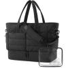 BAGSMART Large Travel Duffel Bag with Shoe Compartment, Puffer Carry-On Gym Weekender Bag for Women, Faint Yellow(Charcoal)