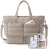 BAGSMART Large Travel Duffel Bag with Shoe Compartment, Puffer Carry-On Gym Weekender Bag for Women, Faint Yellow(Tan)