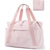 BAGSMART Personal Item Travel Bag For Spirit Airlines, 23L Lightweight Gym Bag for Women Foldable Duffle Bag Weekender Overnight Bag for Travel, Gym(Pink)