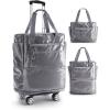 BAGSMART Rolling Duffle Bag with Wheels, 48L Expandable Carry on Luggage Bag, Large Tote with Detachable Wheels for Travel Grocery Moving, Black(Grey)