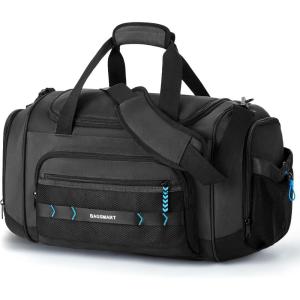 BAGSMART 4-IN-1 Gym Bag for Women, TSA Lightweight Duffle Bag for Travel with Shoe Compartment & Wet Pocket, 30L Carry On Weekender Bags for Women,Water Resistant Travel Duffel Backpack,Camel(L-Black)
