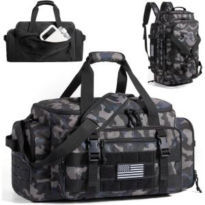 BAGSMART 4-IN-1 Gym Bag for Women, TSA Lightweight Duffle Bag for Travel with Shoe Compartment & Wet Pocket, 30L Carry On Weekender Bags for Women,Water Resistant Travel Duffel Backpack,Camel(B-Forest Camo)