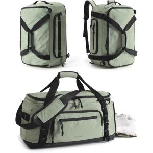 BAGSMART 4-IN-1 Gym Bag for Women, TSA Lightweight Duffle Bag for Travel with Shoe Compartment & Wet Pocket, 30L Carry On Weekender Bags for Women,Water Resistant Travel Duffel Backpack,Camel(J-Greenish Gray)