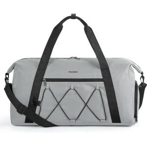 BAGSMART Gym Bag With Shoe Compartment & Wet Pocket, Lightweight Sports Travel Duffel Bag, Carry On Bag Weekender Overnight Bag, Water Resistant Sports Gym Tote Bags Swimming Yoga, Almond Oil(Grey)