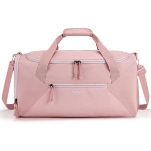 BAGSMART Gym Bag for Women, 36L Small Sports Duffle Bag With Shoe Bag, Lightweight Overnight Weekender Travel Duffel Bag, Water Resistant Workout Sports Bag for Travel – Pink