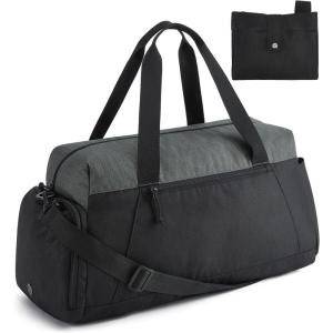 BAGSMART Gym Bags for Men Women, Foldable Travel Duffle Bag, Lightweight Weekender Duffel Bag With Shoe Compartment, Water Resistant Workout Duffle Sports Bag for Travel Yoga, Black(1-Black)