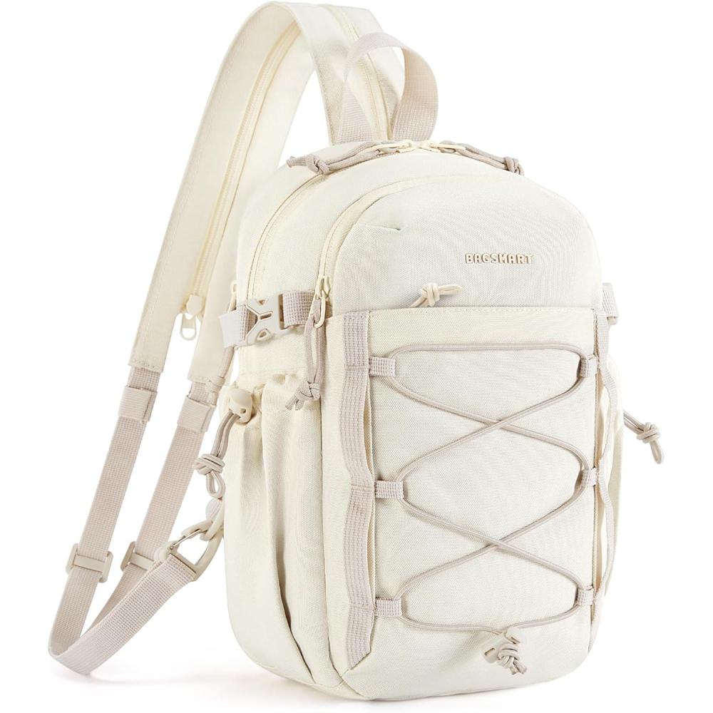 image:imageBAGSMART Small Crossbody Sling Bag Crossbody Daypack Chest Shoulder Bag Hiking Small Backpack for Casual Travel SportBeige