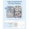 BAGSMART 37L Compression Travel Backpack, Expandable Carry On Backpack with Packing Cubes, Water Resistant Weekender Backpack Fits 17 Inch laptop, Luggage Daypack with Shoe Bag, Grey(Beige With Wheels)