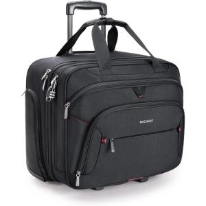 BAGSMART Rolling Laptop Bag, Briefcase with Wheels Fits 17.3 Inch Laptop, Computer Overnight Rolling Bag with TSA Lock for Travel/Men/Women, Black(Black)