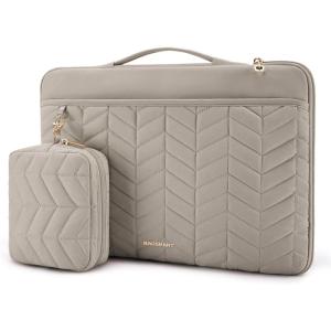 BAGSMART 15-16 inch Laptop Case with Handle, Puffy Padded Laptop Bag Sleeve for Women, Portable MacBook Air/Pro Case Compatible with Dell, HP, Lenovo, ASUS, Acer, Huawei Computer, Black(With Accessories-Warm Gray)