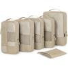 BAGSMART Compression Packing Cubes for Travel, 6 Set Packing Cubes for Carry on Suitcases, Compression Travel Cubes & Suitcase Organizer for Packing with Shoe Bag Sky Blue(02-Khaki)