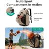 BAGSMART Basketball Bag with Shoes Compartment, Basketball Backpack with Ball Holder, Functional Gym Bag for Velleyball, Soccer & Baseball(Light Brown)