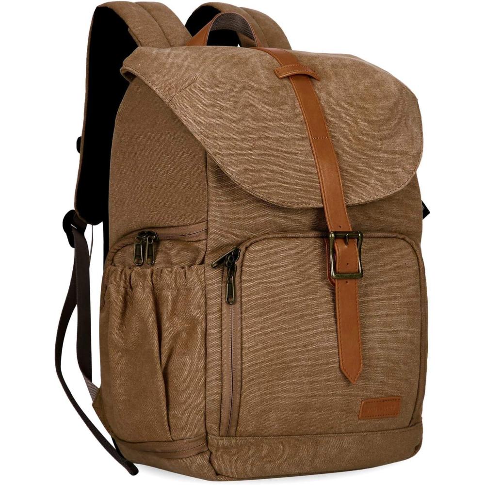 image:imageBAGSMART Camera Backpack DSLR SLR Waterproof Camera Bag with 15 Inch Laptop Compartment amp Tripod Holder amp Rain Cover GreenKhaki