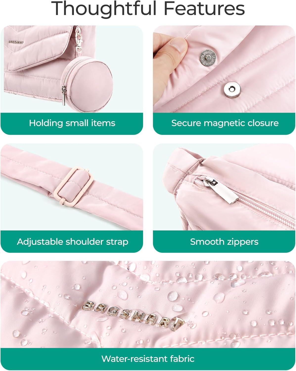 image:imageBAGSMART Crossbody Bags for Women Quilted Puffer Shoulder Bag Handbag Small Purses for womenBeige