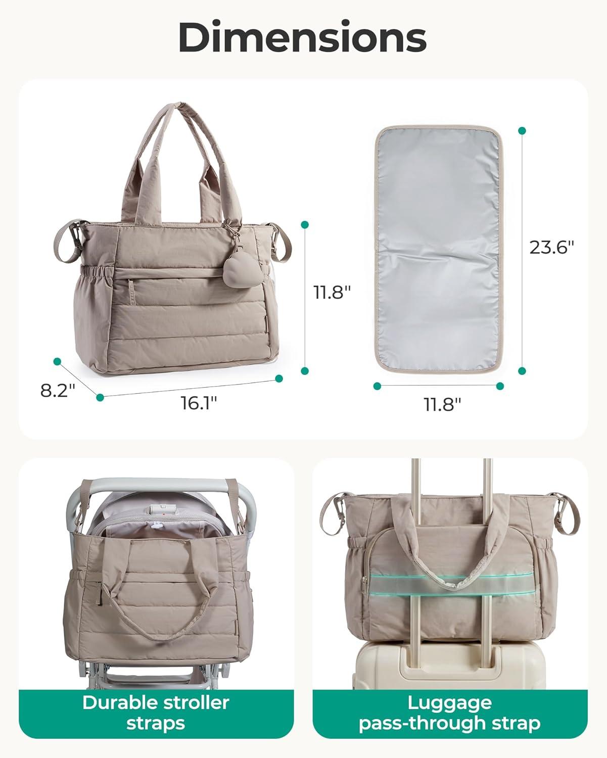 image:imageBAGSMART Diaper Bag Tote Hospital Bag for Labor Delivery Puffy Maternity Travel Diaper Tote Baby Bag with Pacifier CaseBlack