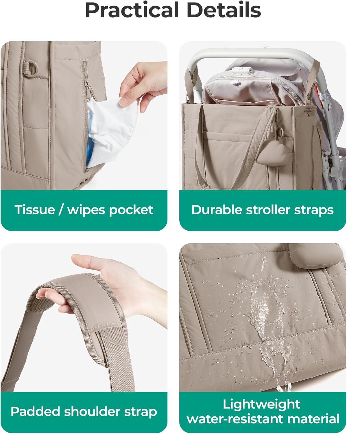 image:imageBAGSMART Diaper Bag Tote Puffer Tote Bag Lightweight Baby Bag with Insulated Pockets Pacifier CaseBlack
